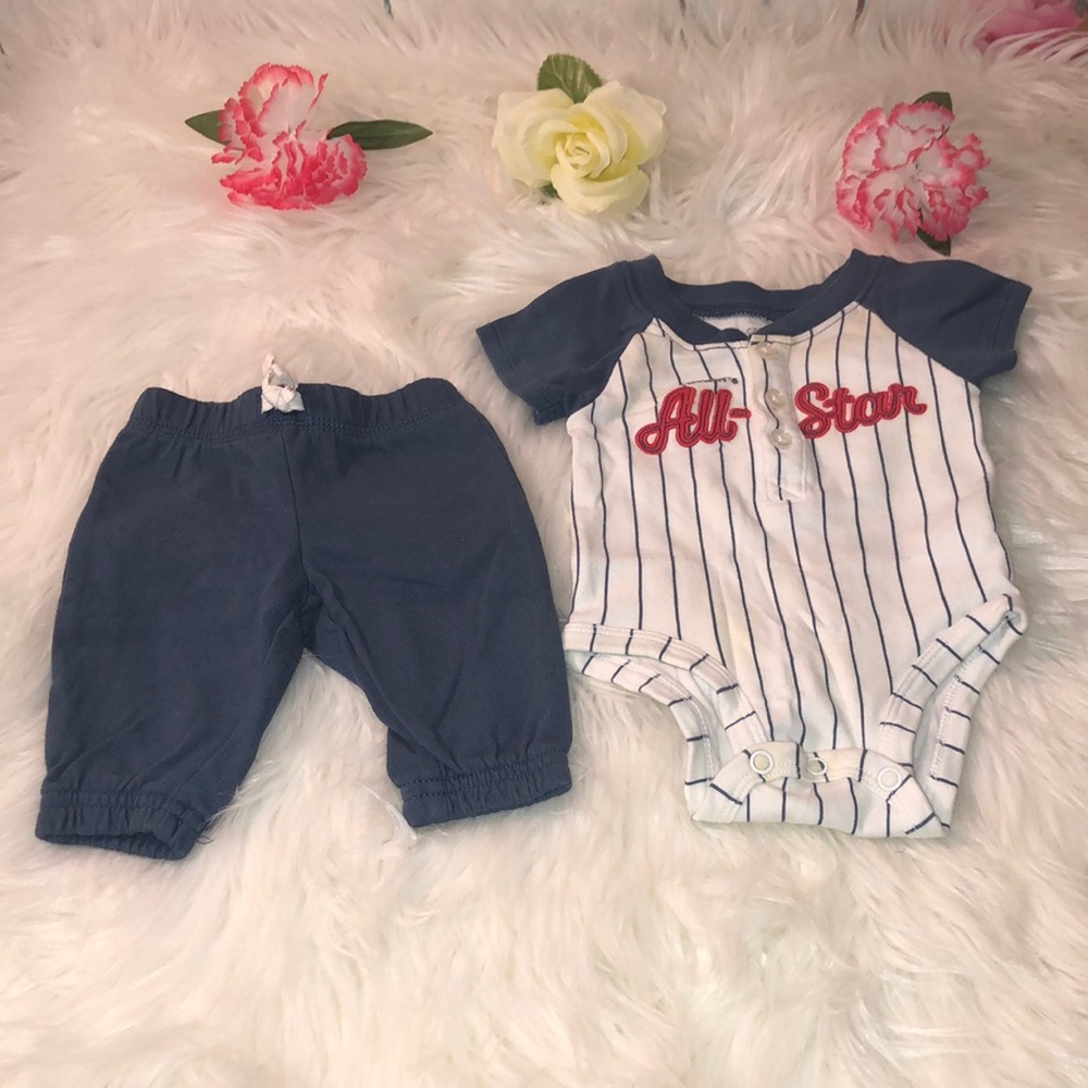 Cater’s New Born Boy Short Sleeve Pin Under Pants Set